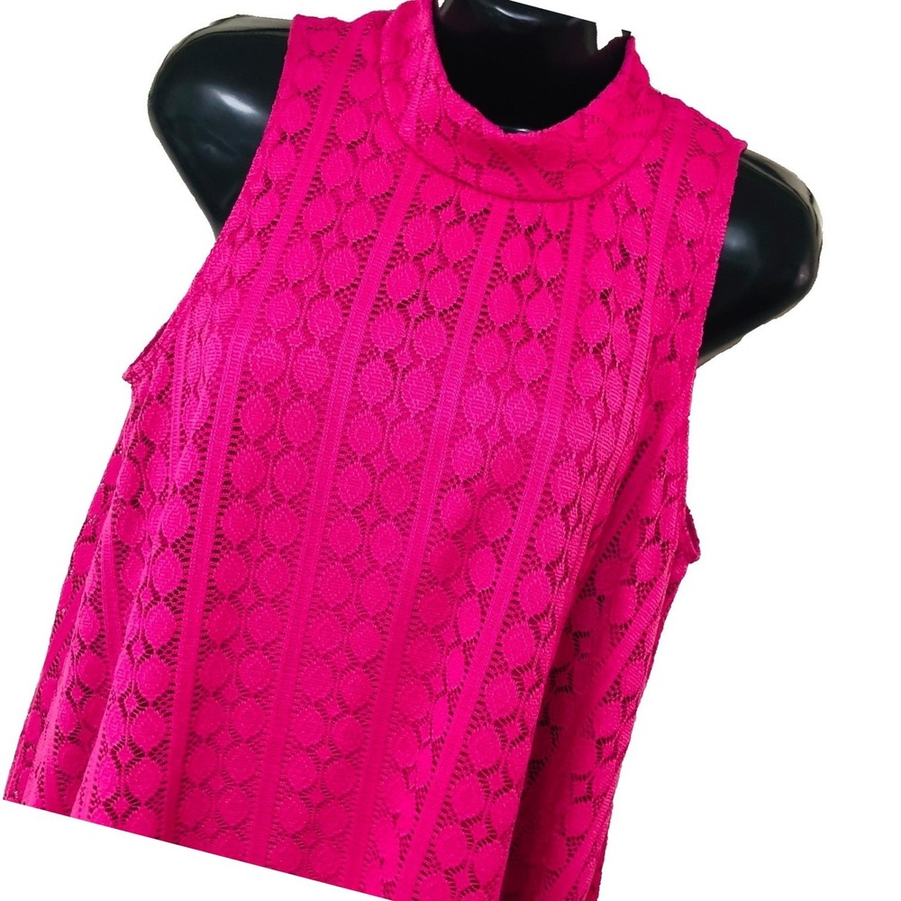 Harlow‎ & Rose Womens M Lace Dress Keyhole Lined Hot Pink A Line Office